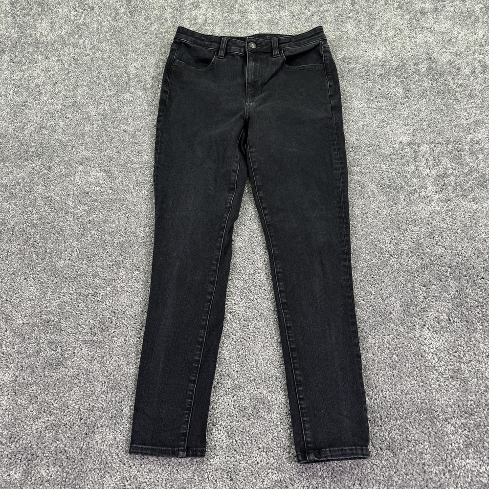 American Eagle Jeans Womens 8 Short Black Super Hi Rise Jegging Stretch Denim